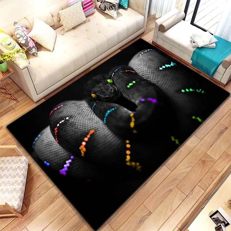 Horrible Snake Pet Area Rug,Wild Animal Carpet for Living Room Bedroom Sofa Doormat Kitchen Decoration,Non-slip Floor Mat Gift