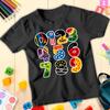 Camiseta 100% Algodão com Designs Coloridos para Meninos e Meninas Ideias para o Dia dos Números Camisetas Masculinas Top Tee para #ND