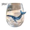 Decorative Coastal Style Water Cup Octopus Glass Tumbler, Ocean Whales Seahorses Crabs Jellyfish Cocktail for Home Nautical Theme Bar Accessories Bar,