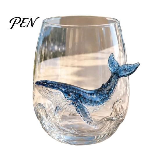 Decorative Coastal Style Water Cup Octopus Glass Tumbler, Ocean Whales Seahorses Crabs Jellyfish Cocktail for Home Nautical Theme Bar Accessories Bar,
