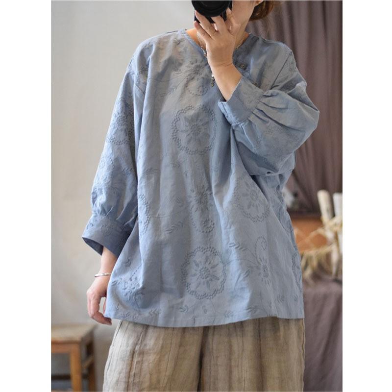 Johnature Женская весенняя стирка с вышивкой — фото 3