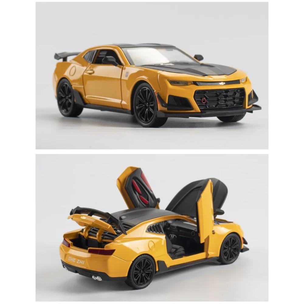 1/24 Alloy Die Cast Chevrolet Camaro Sports Car Model Toy Vehicle Simulation Sound Light Pull Back Collection Toys for Children Gifts