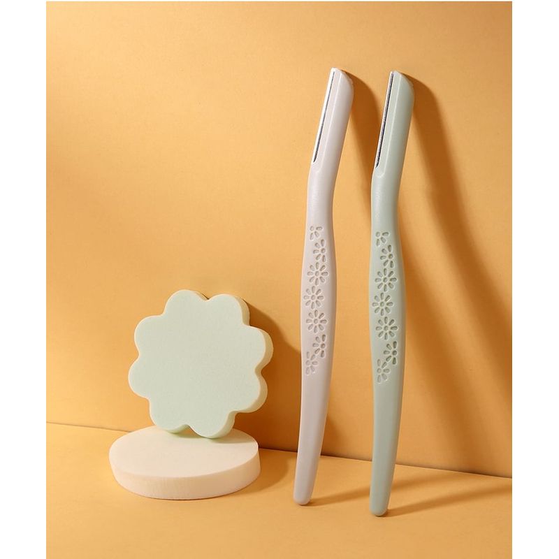 Jesireca - Set of 5: Eyebrow Razor + Powder Puff (Various Designs)
