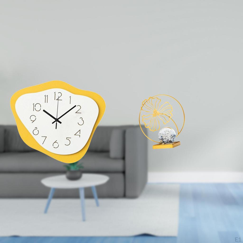 Acrylic Clock Iron Figurine Modern Office Ornament Timepiece Silent Holiday Housewarming Farmhouse