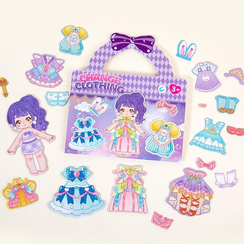 Cartoon Princess Reusable Magnetic Fridge Stickers Educational Puzzle Toy For Girls