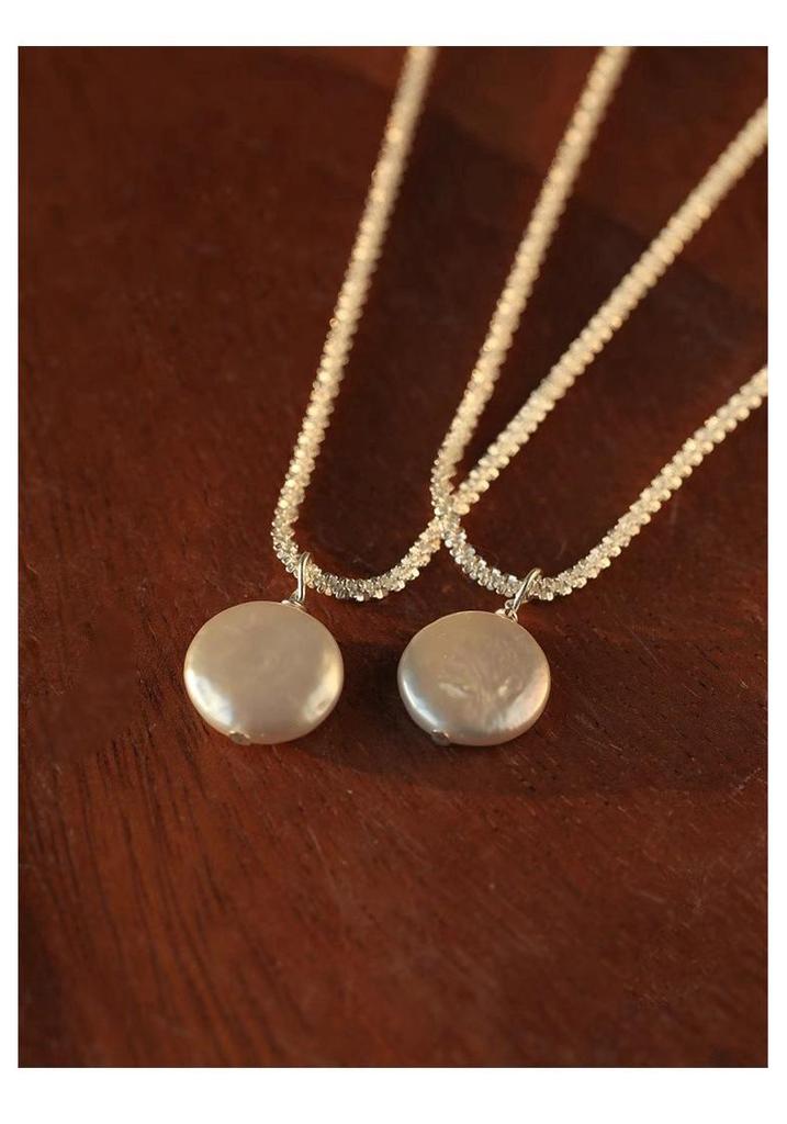 Retro Italian Iridescent Baroque Pearl Necklace with S925 Sterling Silver