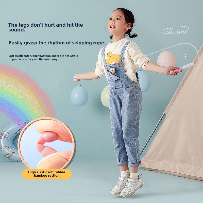 Adjustable Bamboo Skipping Rope for Kids with Soft Beads – Ideal for Beginners and Primary Students