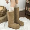 Kuskinnversjon~ Varm huhu tykksålet stygge storhodet snøstøvler dame høst og vinter varm saueskinnspels integrert lange støvler