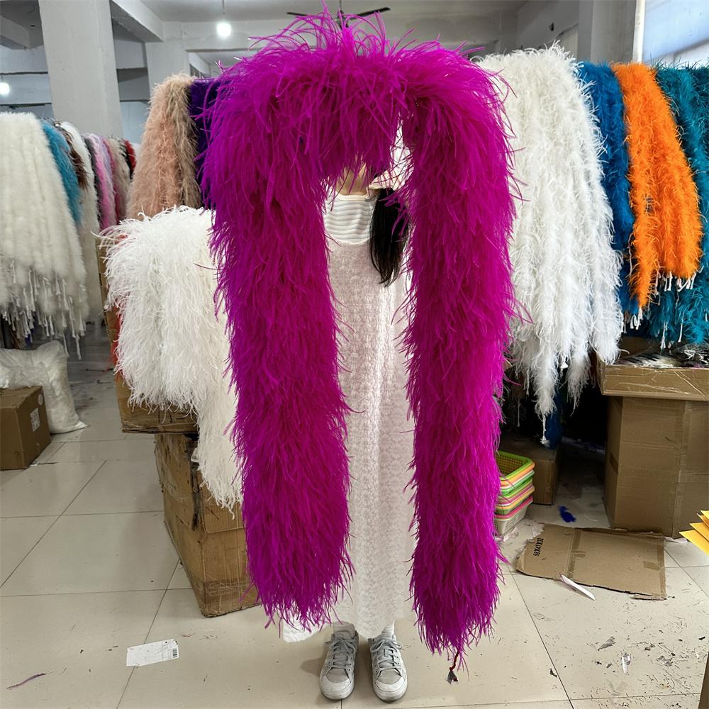 DIY 6PLY Natural Ostrich Feather Boa for Sewing Costume Embroidery 0.5/1/2/3/4M Length Wedding Carnival Dress Decoration Craft