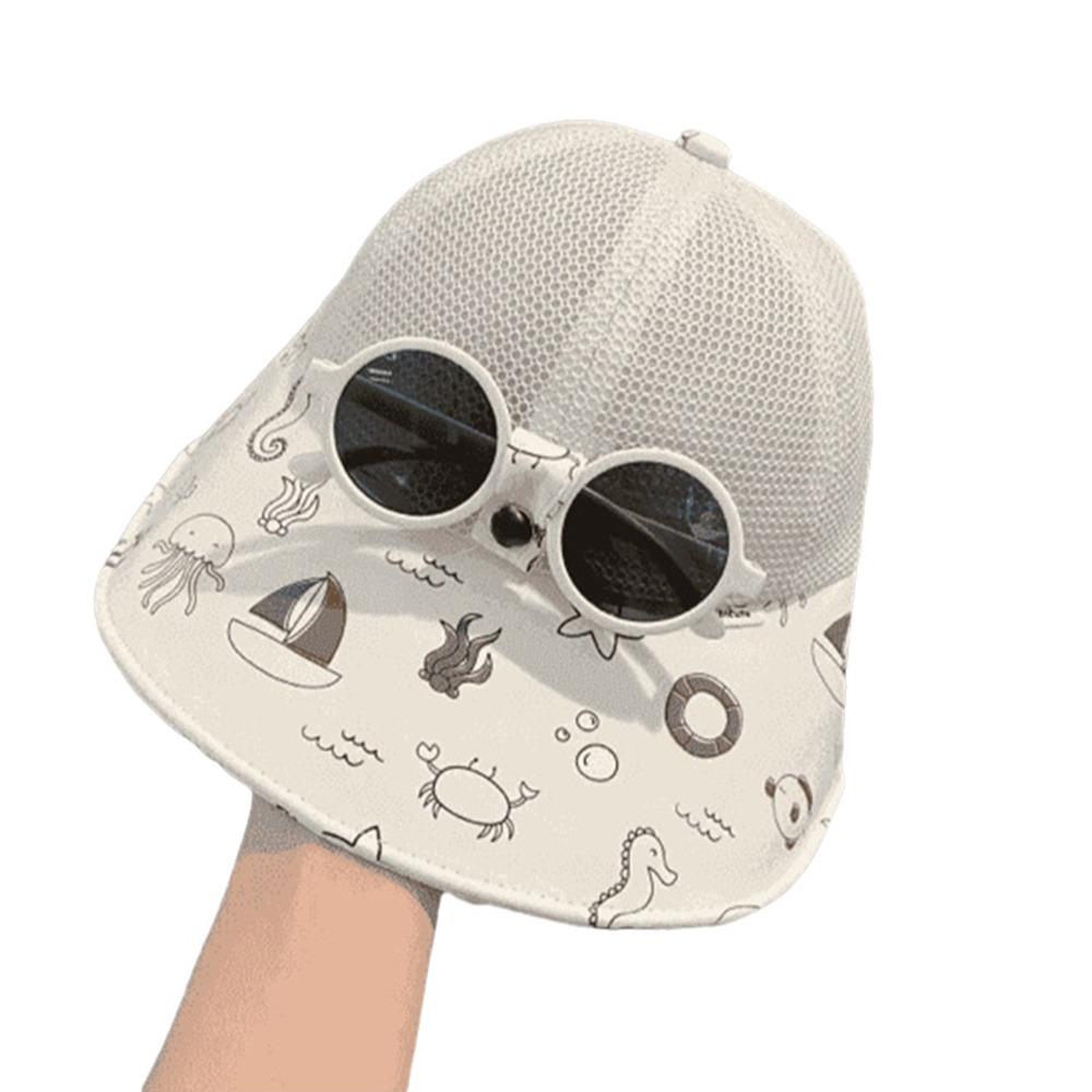 

Detachable Children s Sunglasses Hat Mesh Baseball Cap New Duck Tongue Cap Unisex бежевий