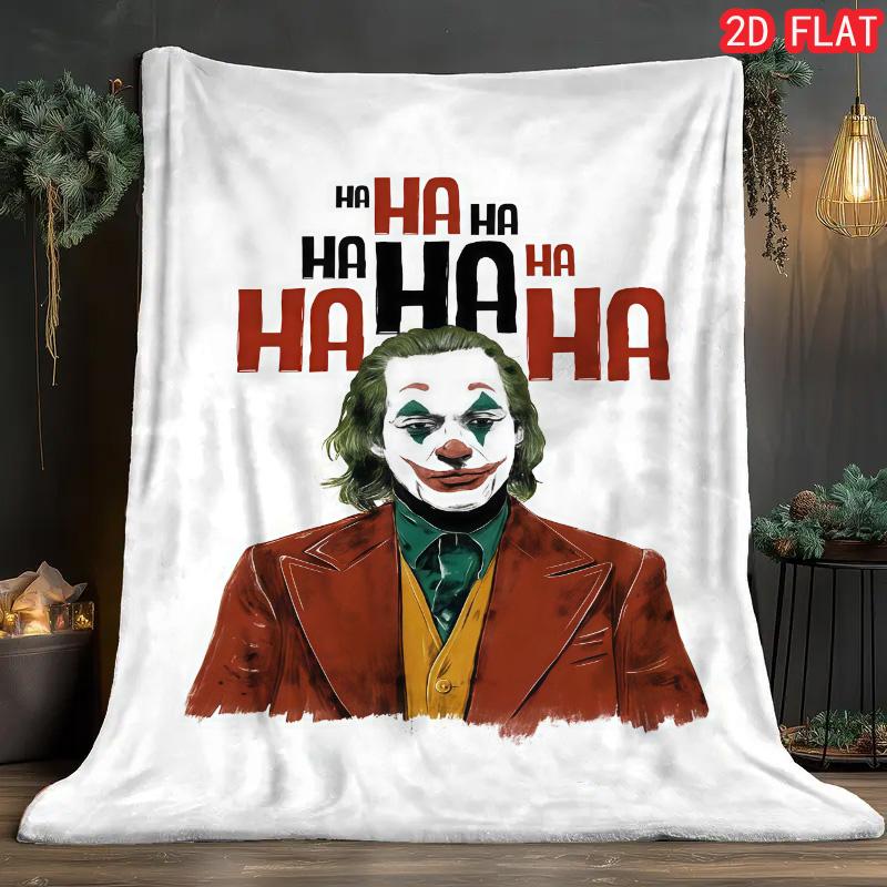 Horror Clown Joker Flannel Blanket Warm Cozy Lightweight Throw for Bed Couch Living Room Gothic Style Home Decor