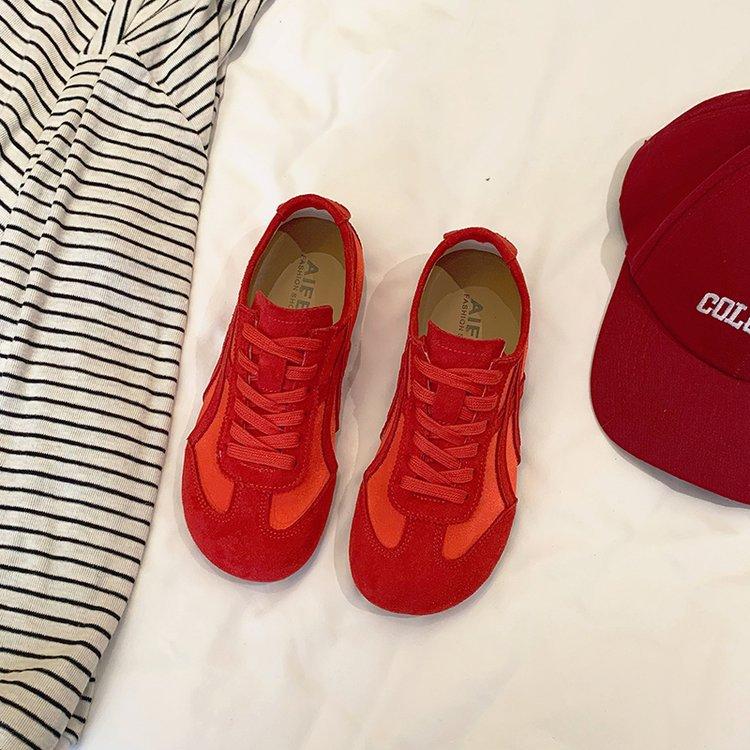 2025 Spring New Comfortable Retro Round Head Lace-up Soft-soled German Training Shoes Women's Forrest Gump Shoes Flat Casual Sports Shoes