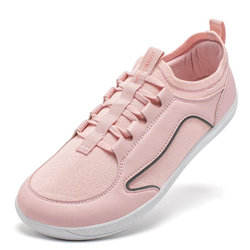 

Обувь для ходьбы с широким носком Унисекс Минималистичные слипоны Кроссовки для ходьбы босиком Сетка Искусственная кожа Повседневная обувь 38 розовый