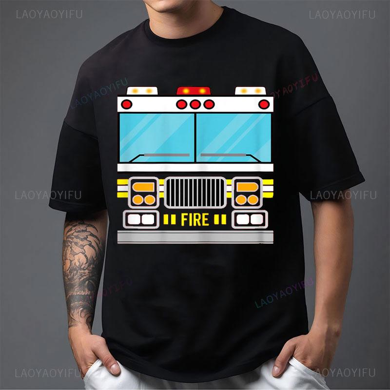 

Official-website Fire Truck Costume Simple Easy Casual Printed T-Shirt Firemen O-neck Classics Camiseta Hombre Short Sleeved Tee 5XL різнокольоровий