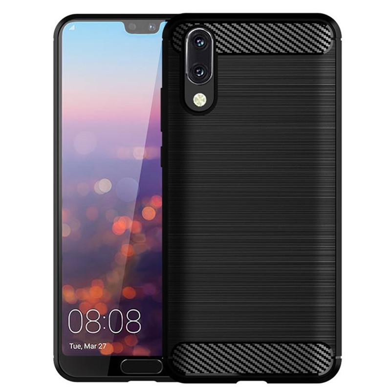 Stoßfeste Silikonhülle für Huawei P20, weiche Carbonfaser-Telefonabdeckung für p20, matte Schutzhüllen für die Rückseite, Coque Fundas