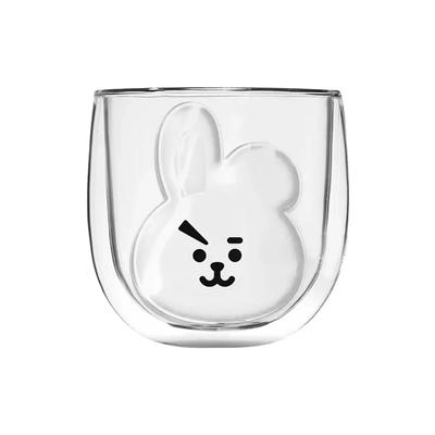 10 Oz Double Walled Glass Coffee Mugs, Cute Cartoon Borosilicate Glass Mugs, ,Perfect for Cappuccino,Tea, Espresso, Gift