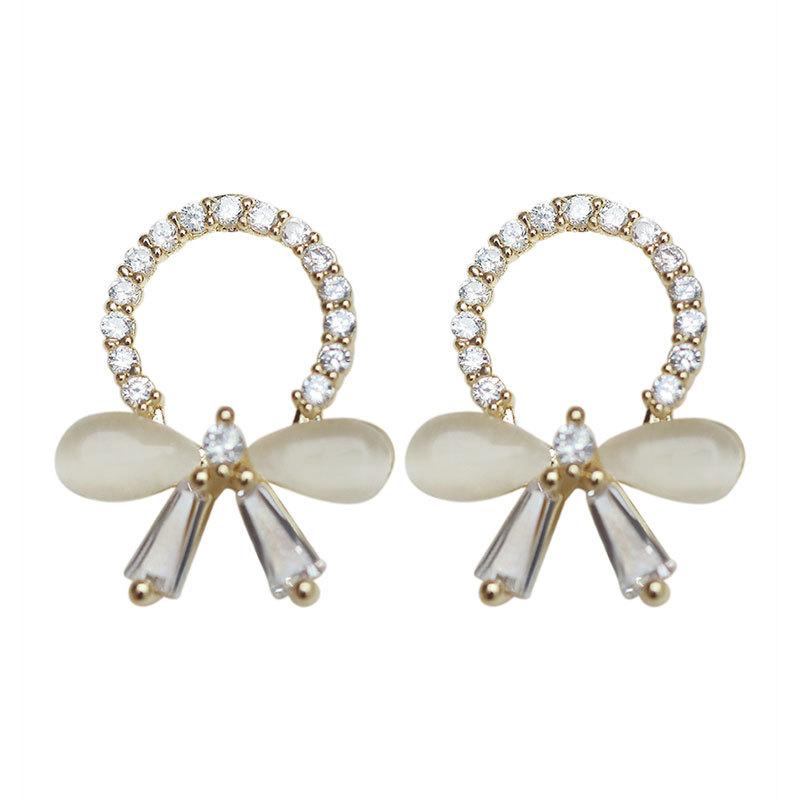 

Серьги-бантики с кошачьим глазом для женщин, маленькие, изысканные и высококачественные, корейская версия простого нового стиля