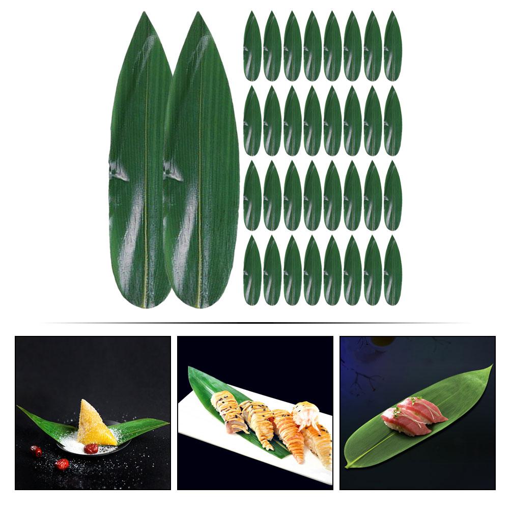 Japanese Plate Decorations Sushi Bamboo Leaves Fake for Dish Sashimi Artificial Leaf