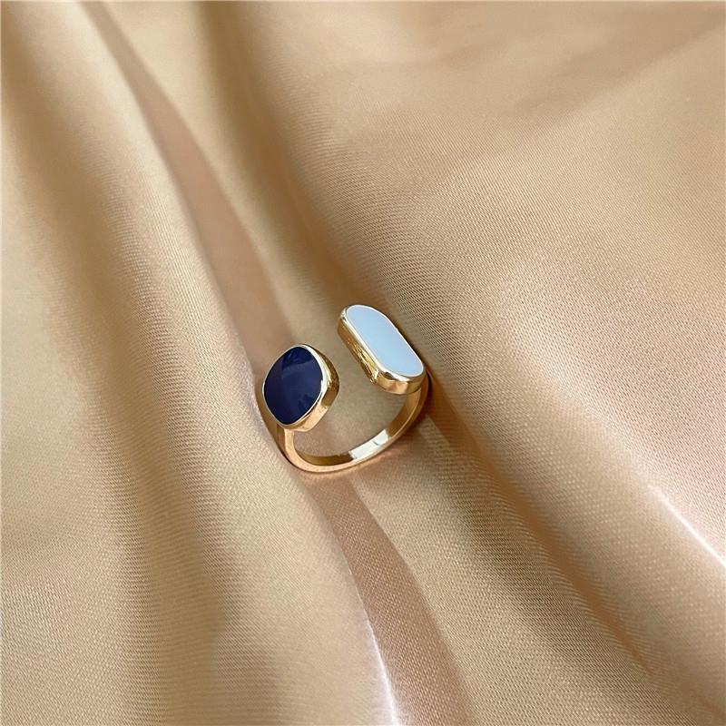 Bague Ouverte Bleue Bague Simple Bague de Mode Féminine Bague Style Froid Couleur Émail Rouge Net Bijou de Main