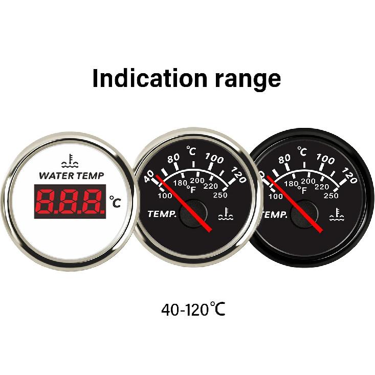 ELING New Universal 52mm Waterproof Marine Auto Water Temp Gauge Temperature Meter 40-120℃ With Red Backlight for Car Boat Truck