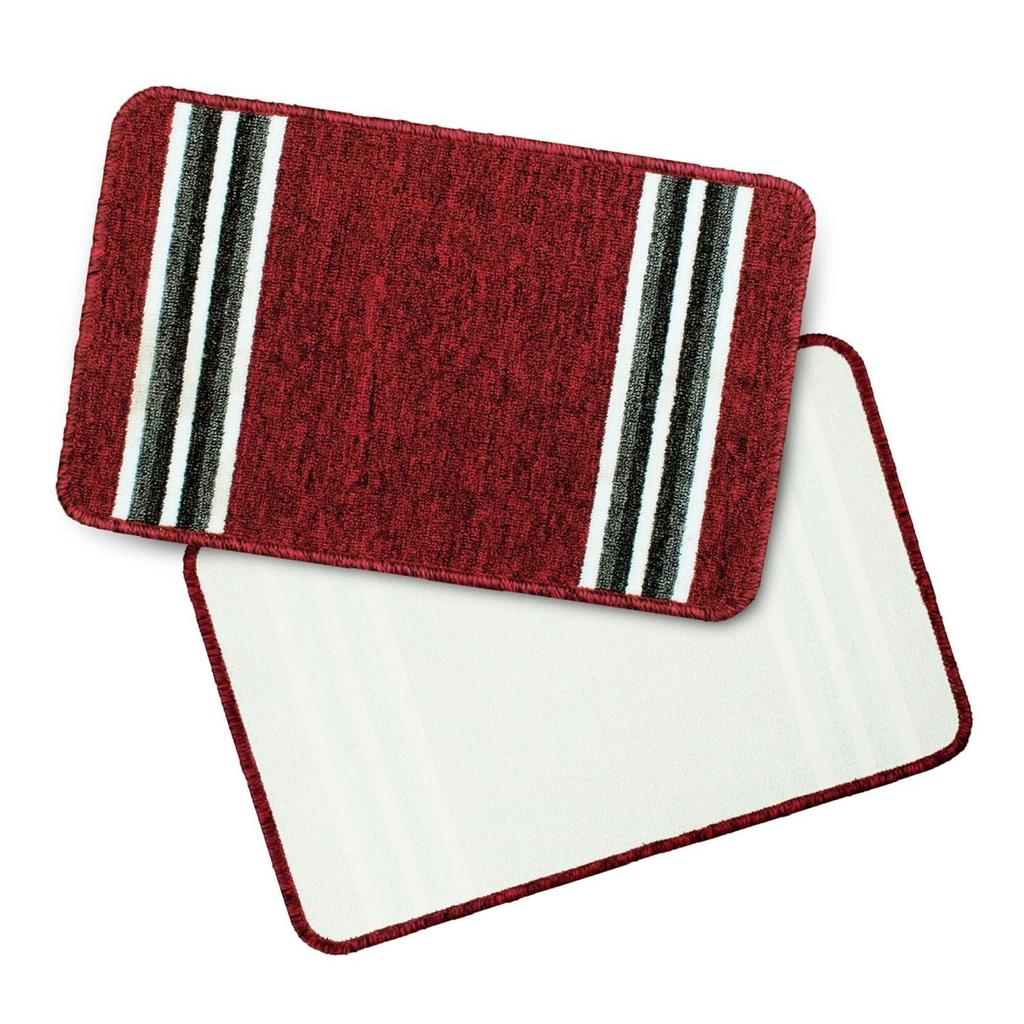 Μαλακό Αντιολισθητικό Νάιλον Πατάκι Μπάνιου | Απορροφητικά Πατάκια Μπάνιου Αντιολισθητικά - Σετ 1 τεμαχίου, 57 x 37 εκ., Σχέδιο με Κόκκινες Ρίγες