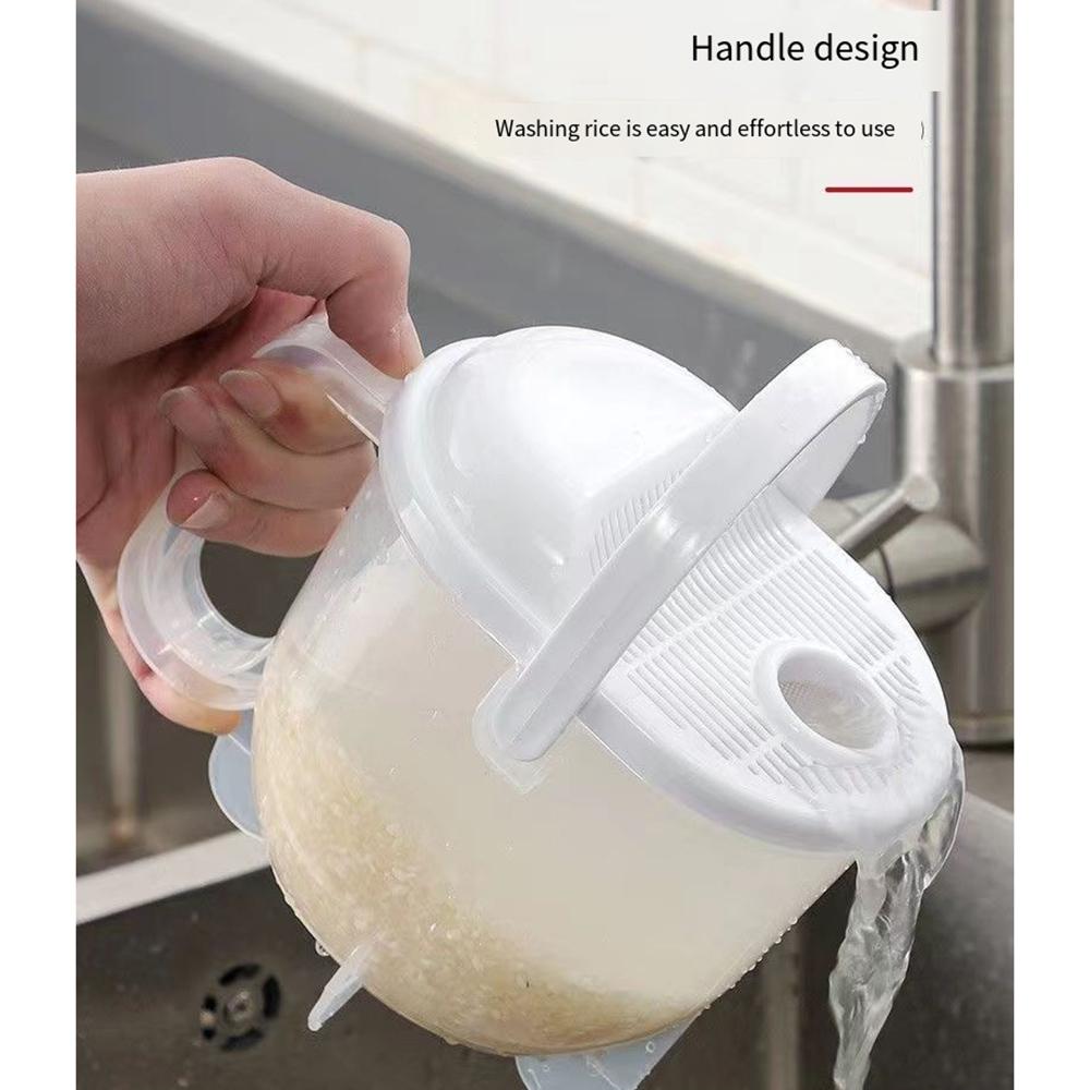 Rice Strainer with Handle  Rice Wash Strainer Bowl with Lid Convenient Multifunctional Kitchen Items for Grain Beans