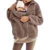 Manteau d'hiver chaud en peau de mouton unie à col roulé ample pour femme