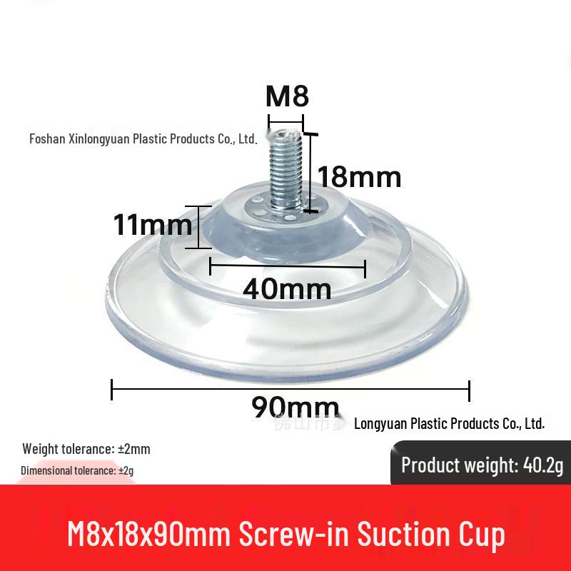 M4-M8 Transparente PVC-Saugnapf mit Gewindestange