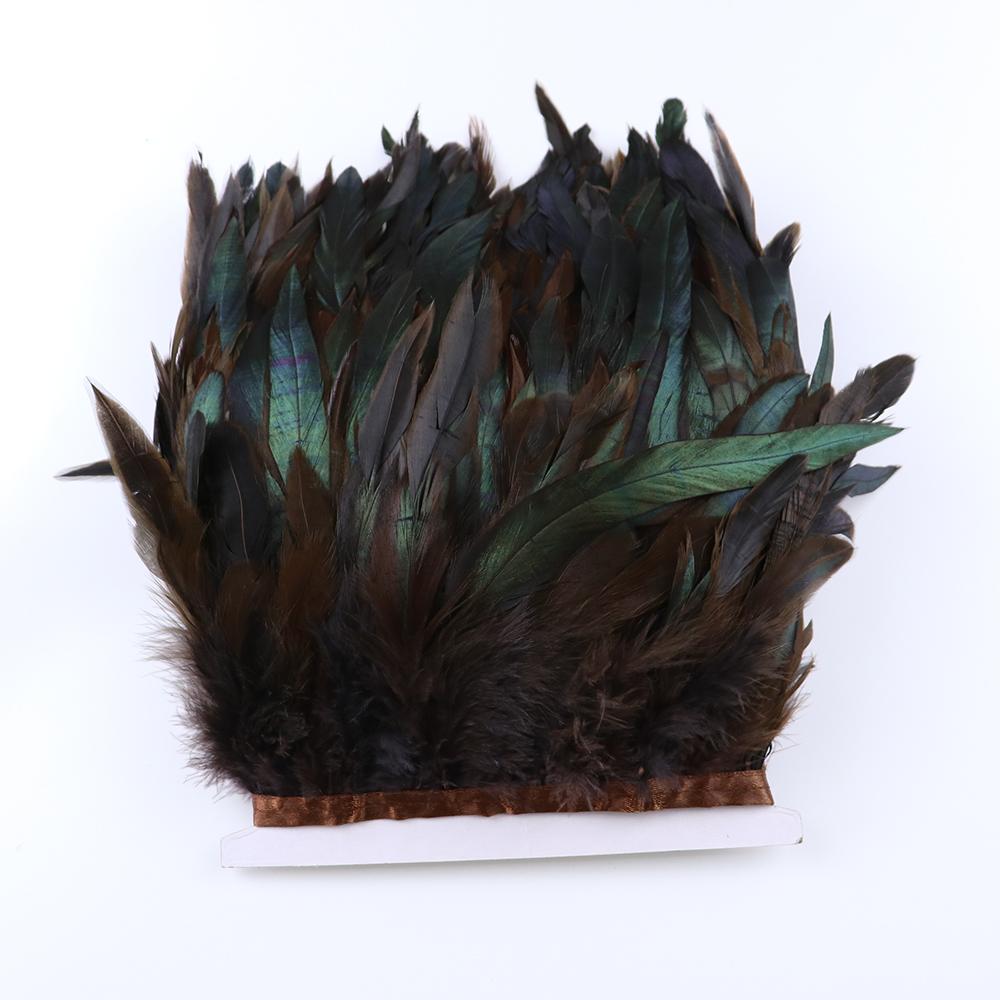 1 Meter Balck Rooster Hair Natural Feathers  Trim Fringe 13-18cm Ribbon for Sewing Clothing Party Decorations Craft Accessories