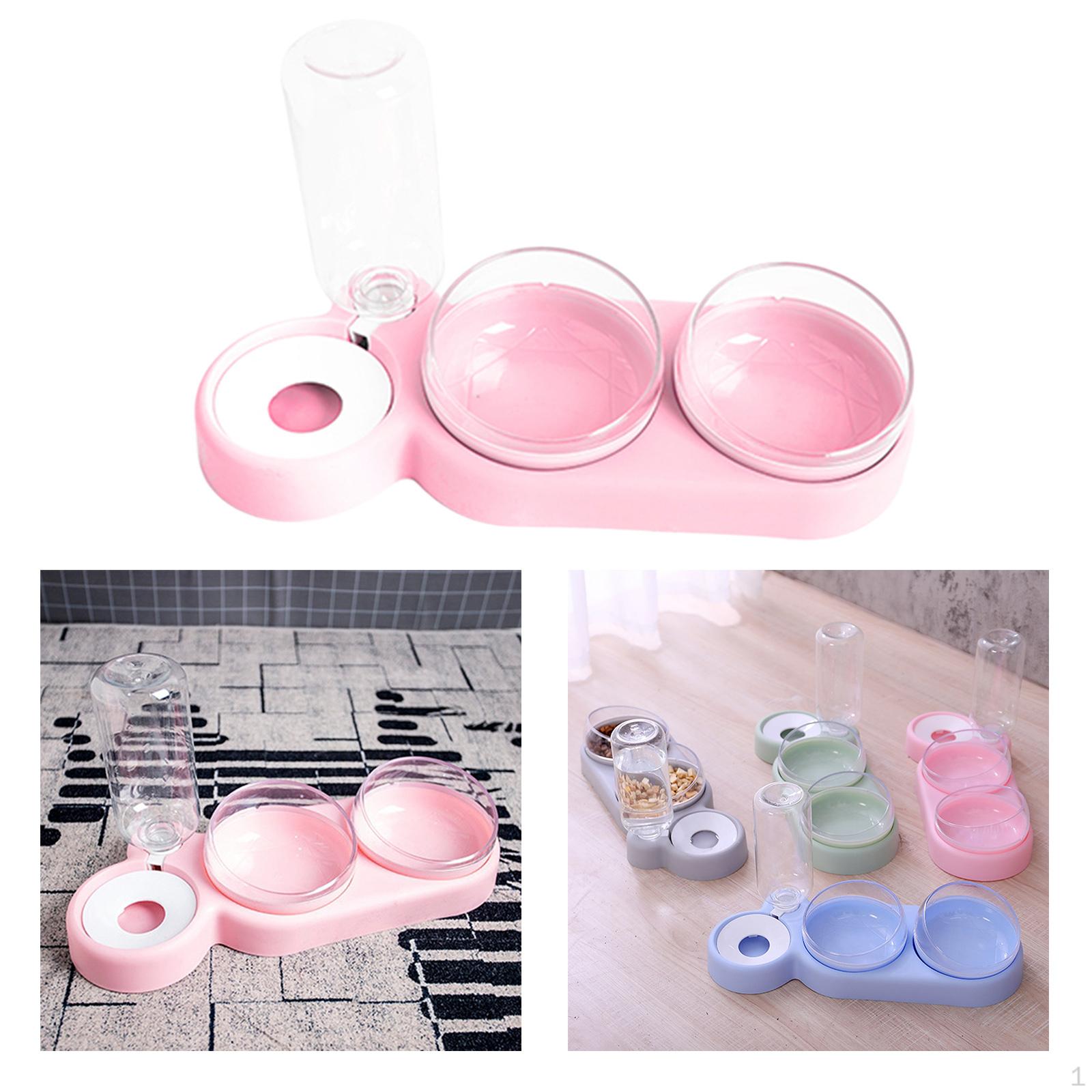 

15° Tilted Feeding Bowl Set,Durable Triple dog Bowls Automatic Pets Feeder Food Dispenser рожевий