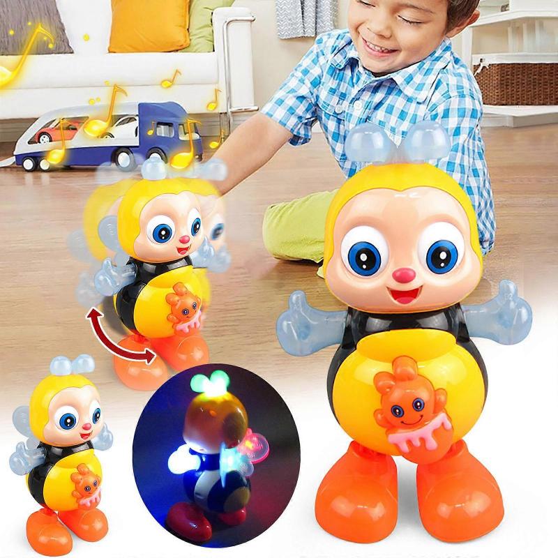 Kinderspielzeug Tanzende Biene Kinder Tanzende Schwingende Biene Musikalisches Spielzeug Elektronische Biene Vorschul-Lernpuzzle Spielzeug Interaktives Singen mit Lichtern