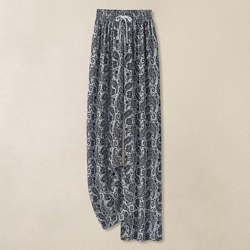 Women's High-Waist Printed Wide-Leg Trousers
