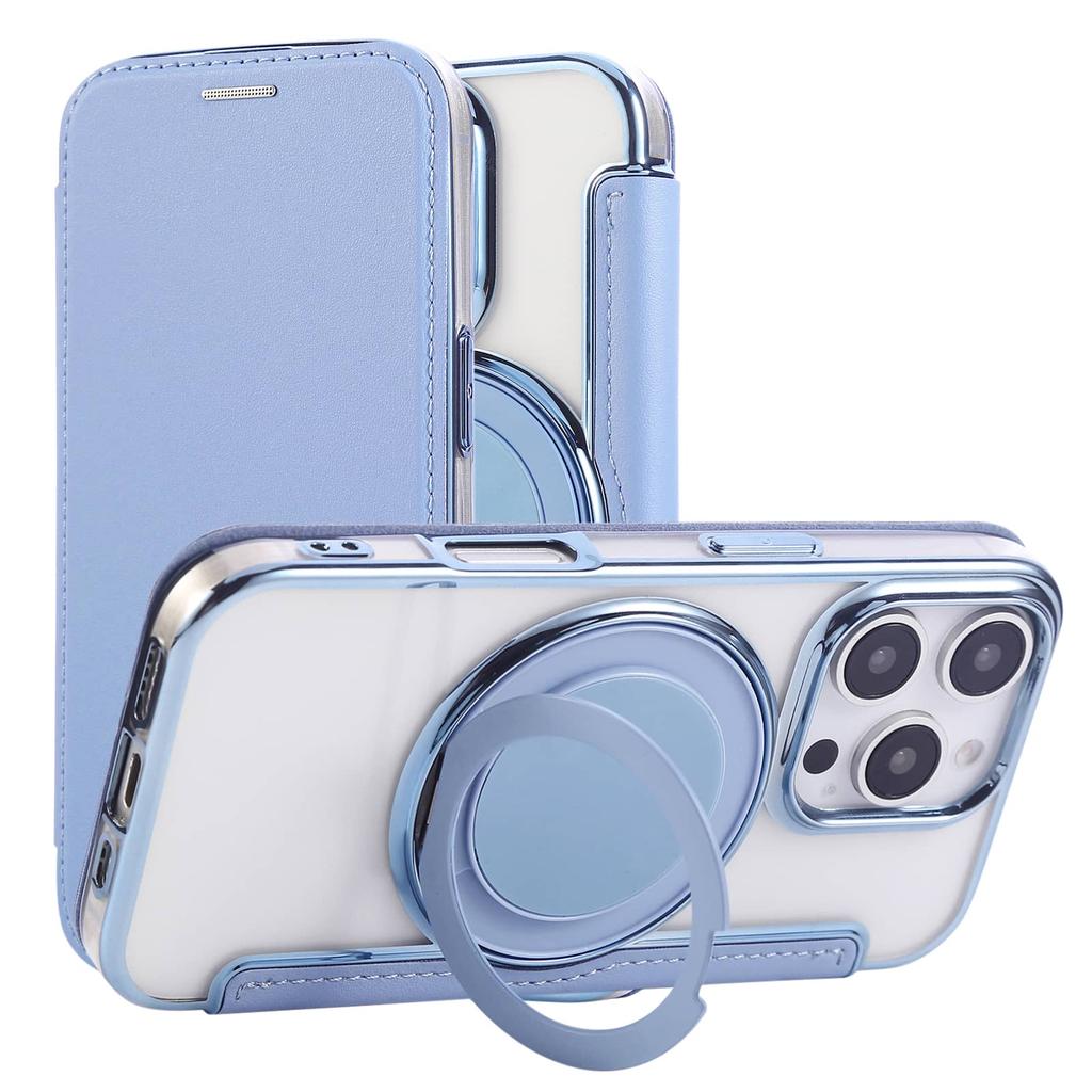 For iPhone 16e 16 15 14 13 12 Pro Max 16 Plus Ring Stand Case Compatible with Magnetic Slim Fit Flip Wallet Case with Card Slot
