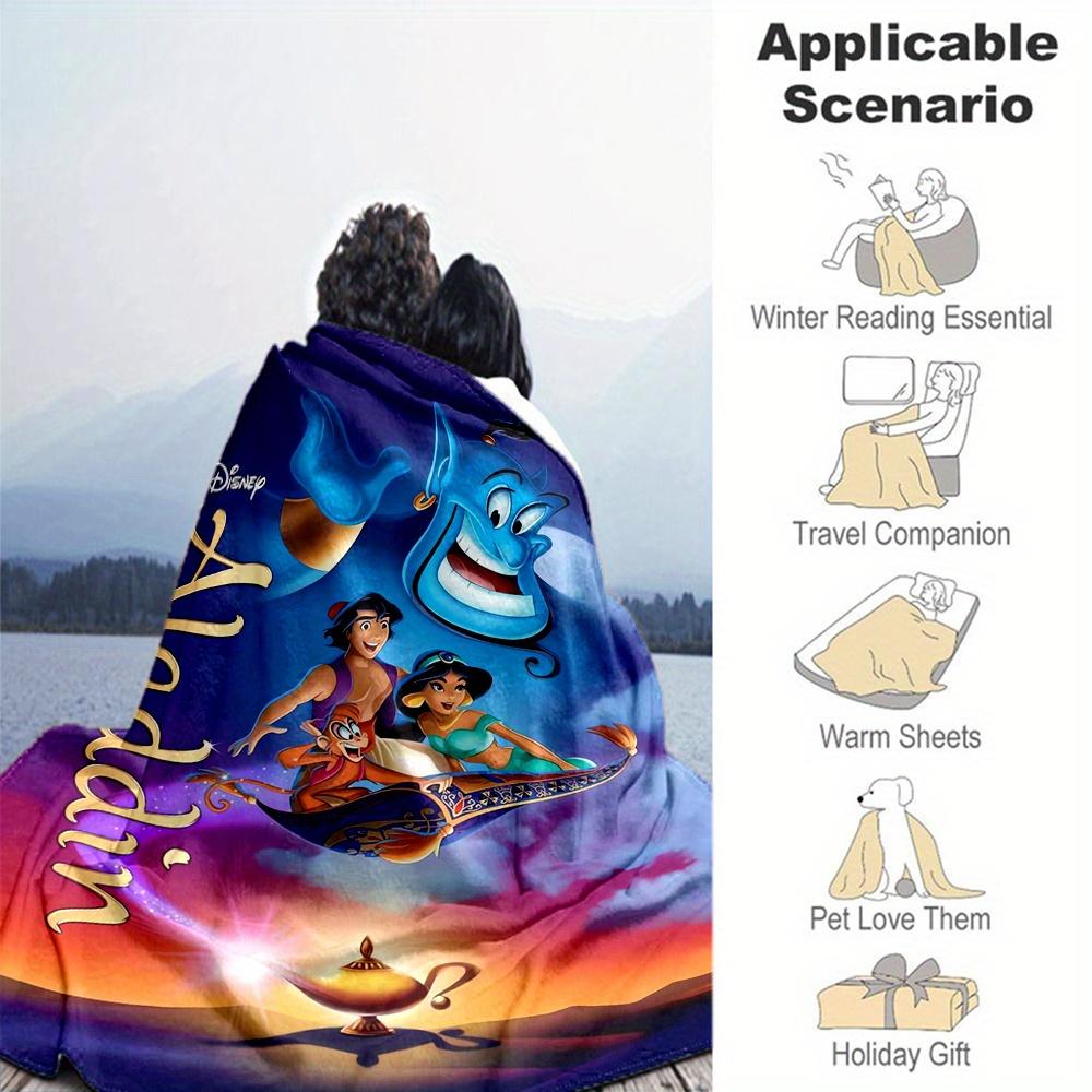 1 stk, Disney Aladdin Tegneseriepledd Festlig Julegave til Venn Mykt Kastepledd, Utendørspledd, Stue, Reise, Camping