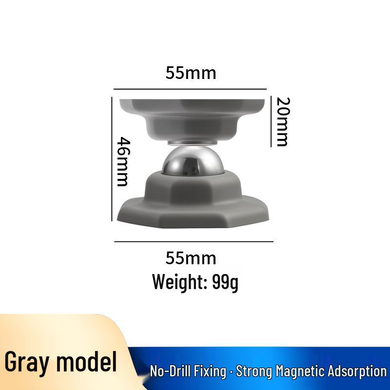 Silent No-Drill Magnetic Door Stopper - Anti-Collision Silicone Holder for Bathroom or Floor