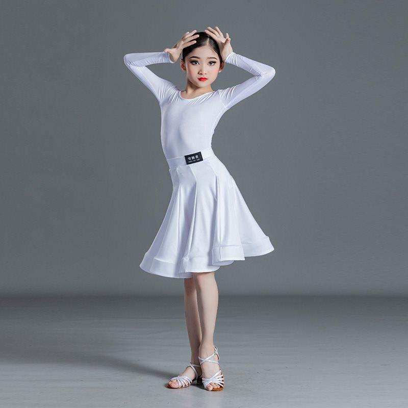 Children's Latin Dance Dress Girls' Dance Practice Dress Latin Dance Dress Long Sleeve Competition Split Dress
