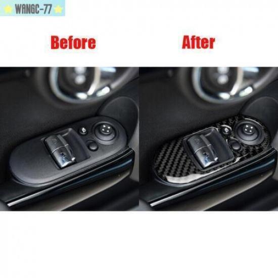 For BMW Mini Cooper F56 2014-20 Carbon Fiber Car Window Switch Panel Cover Trim