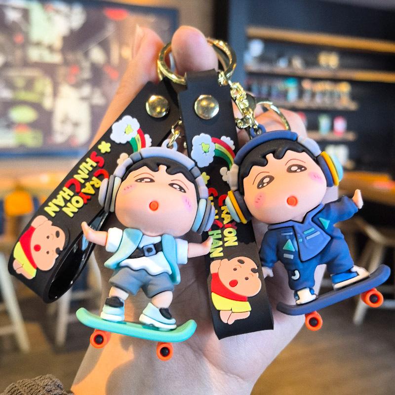 New Crayon Shin-Chan Keychain Anime Figures Colorful Series Surfing Cartoon Car Key Chain Kids Toys Fans Gift Ornament
