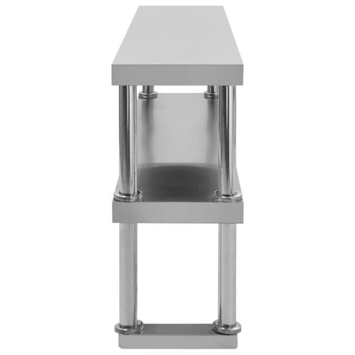 VidaXL Étagère de table de travail 2 niveaux 120x30x65 cm Inox