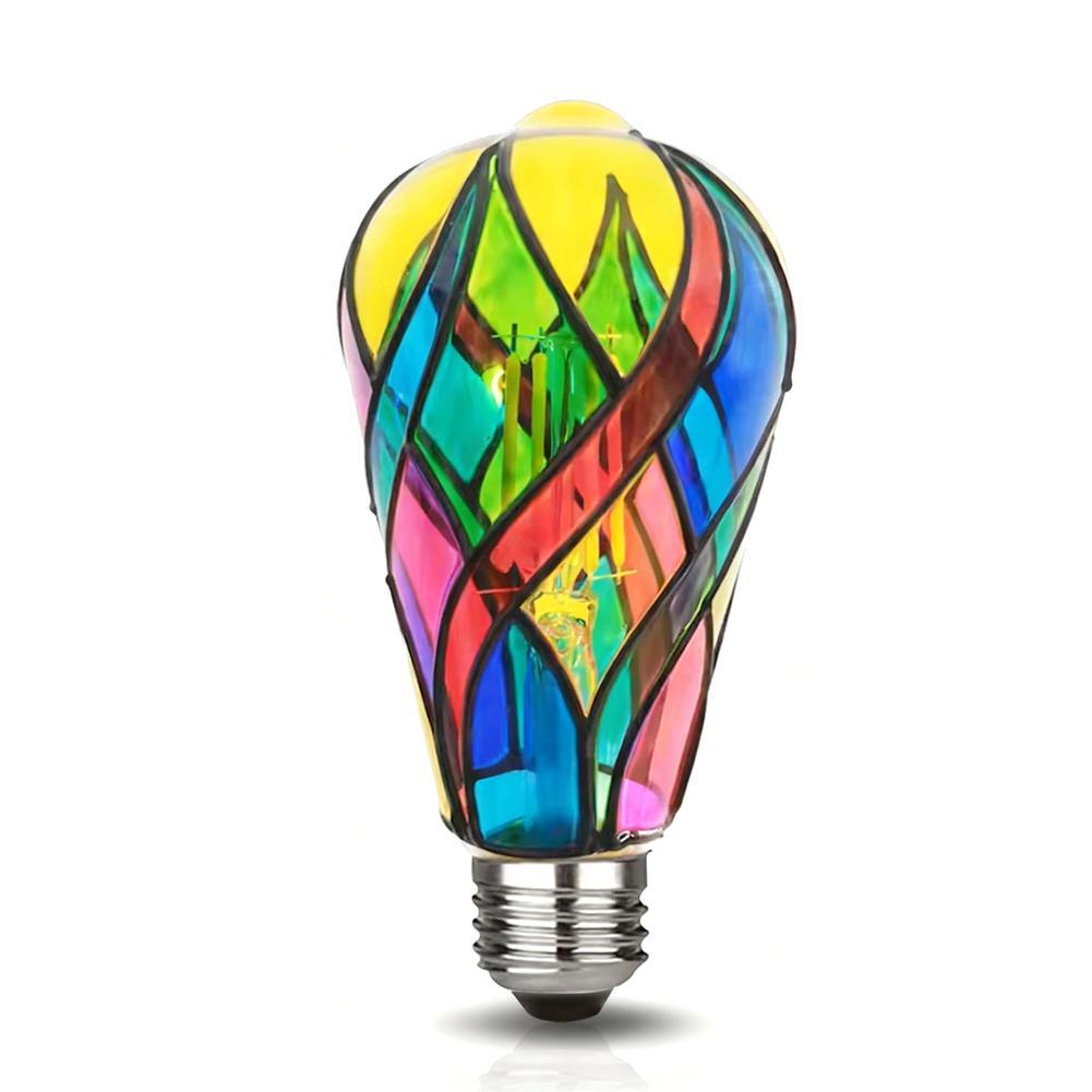 

Stained Glass Light Bulb 4W LED Light Bulb Lamp For Home Room Garden Balcony Restaurant Bar Night Christmas Decoration 2025