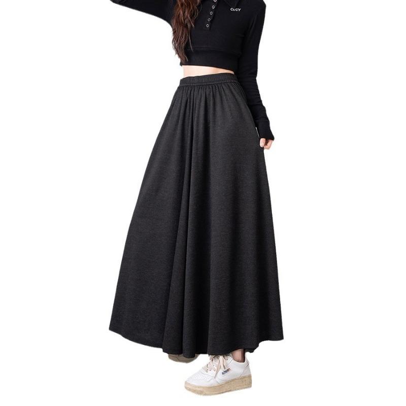 Autumn and winter new drape medium and long high waist skirt lazy style thin loose pleated a word culottes women
