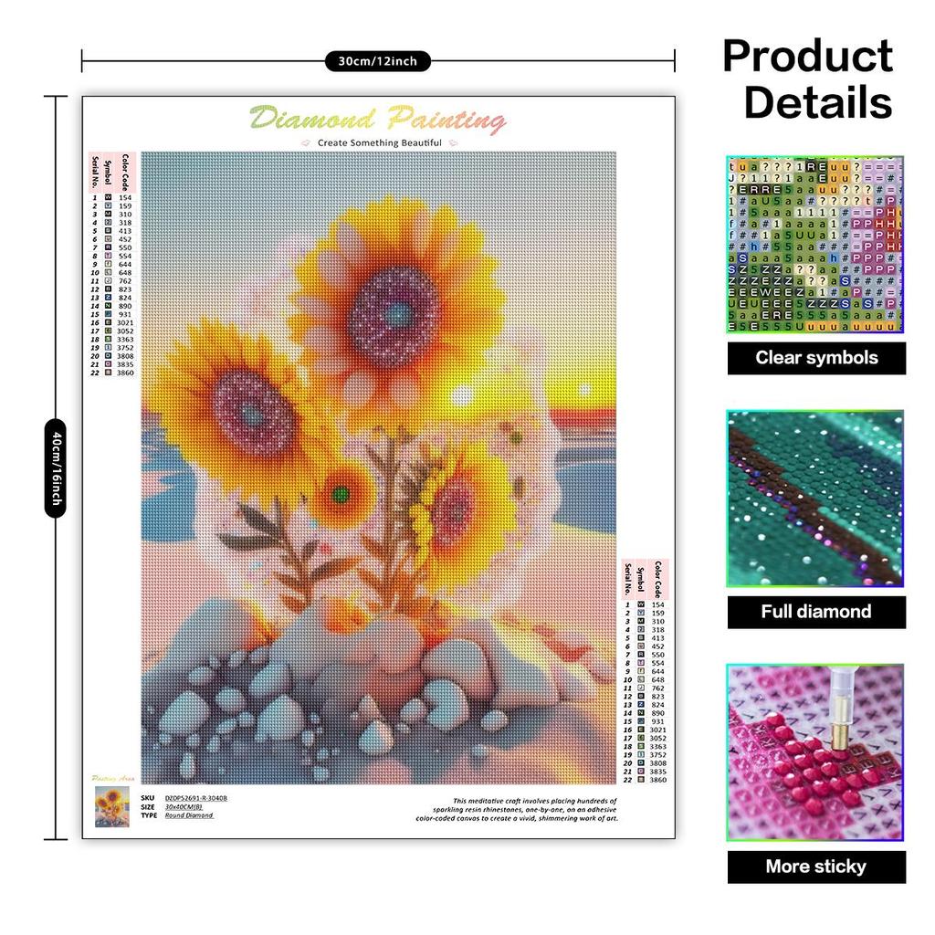 Full Round Diamond Painting Landscape Sunset Sunflower Full Round Mosiac Personalized Gift Cross Stitch Home Decoration 30x40cm/12x16inch