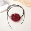 French warm, fashionable, simple and romantic Valentine's Day fabric spinning three-dimensional burgundy rose pendant necklace