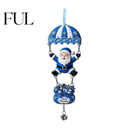 Skydiving Christmas Ornaments Santa Claus/Gingerbread Man Ornament, 2D Flat Wooden Pendant with Winter Holiday Decorations Hanging String and Bell for