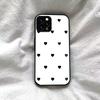 Black Heart Pattern Phone Case for iPhone 16 ProMax Pro 15 14 13 Acrylic Back TPU Bumper Shockproof Protective Cover, Minimalist Korean Style