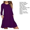 Pure Color Fall Spring Long Sleeve Mini Dress Round Neck A-line Loose Big Hem Pockets