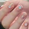 24 Stück Niedliche Girly Kurze Quadratische Falsche Nägel Süße Weiße Französische Nägel Glitzer Stern Strasssteine Nagelkunst Katzenauge Schleife Press-On Nägel