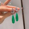 S925 Silver Needle Studded Droplet Shaped Paraiba Earrings With Versatile Personality Emerald Exaggerated