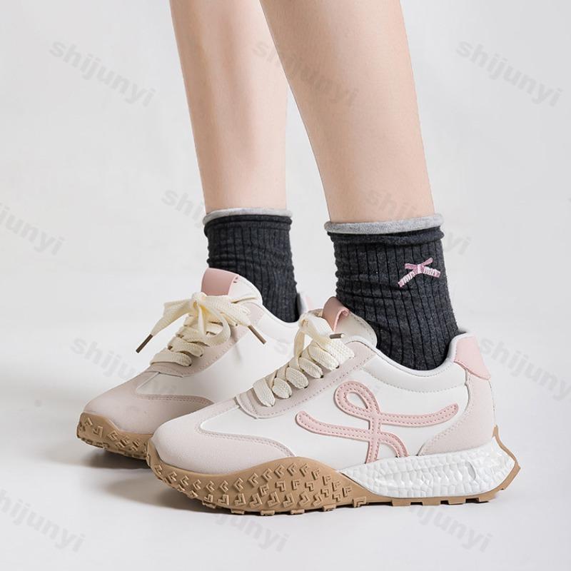 Fashion Women's Leisure Sports Shoes Non Slip Comfortable PU Leather Sneakers Lace Up Increased Height Design Casual Shoes Zapatos Mujer