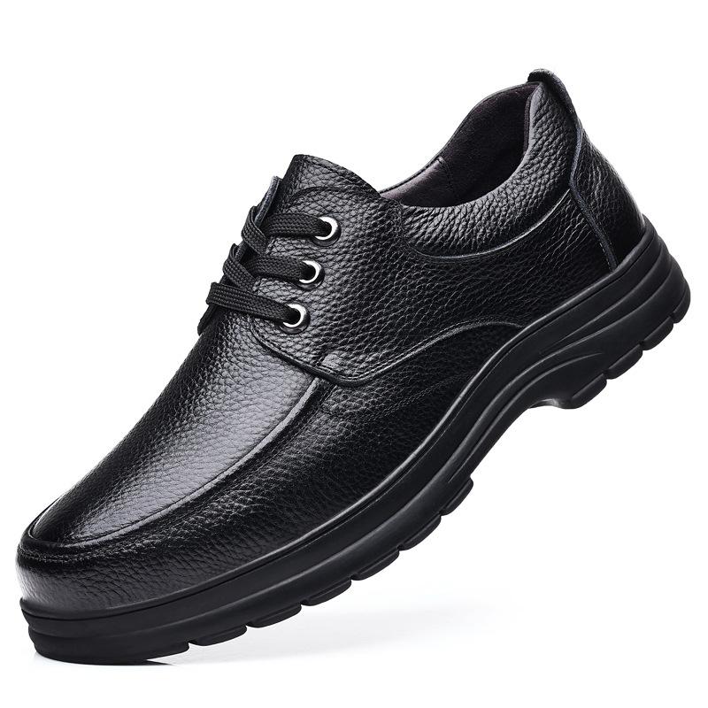 

Men s shoes autumn soft-soled leather shoes men s cowhide casual shoes men s low-top dad shoes middle-aged and elderly leather shoes 2025 38 чёрный